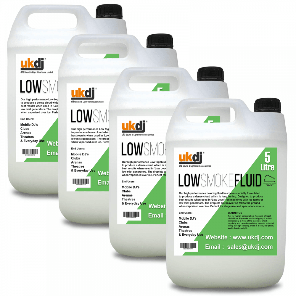 4 x 5L Low Fog Smoke fluid 5 litre Bottles DJ Disco Stage Theatre Dry Ice Effect