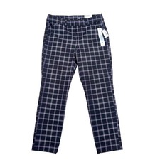 Old Navy Pixie Ankle Pants Womens 12 Black Plaid High Rise Windowpane NEW