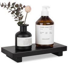 Bathroom Tray Wood Riser Kitchen Decor Soap Holder, 10" x 4.5" Black