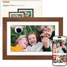Frameo Digital Photo Frame WiFi Walnut Wood Frame 10.1 Inch Picture Frame/4924-2