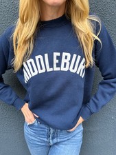 70s - 80s VINTAGE MIDDLEBURY COLLEGE VERMONT SWEATSHIRT ADULT SIZE M NAVY BLUE