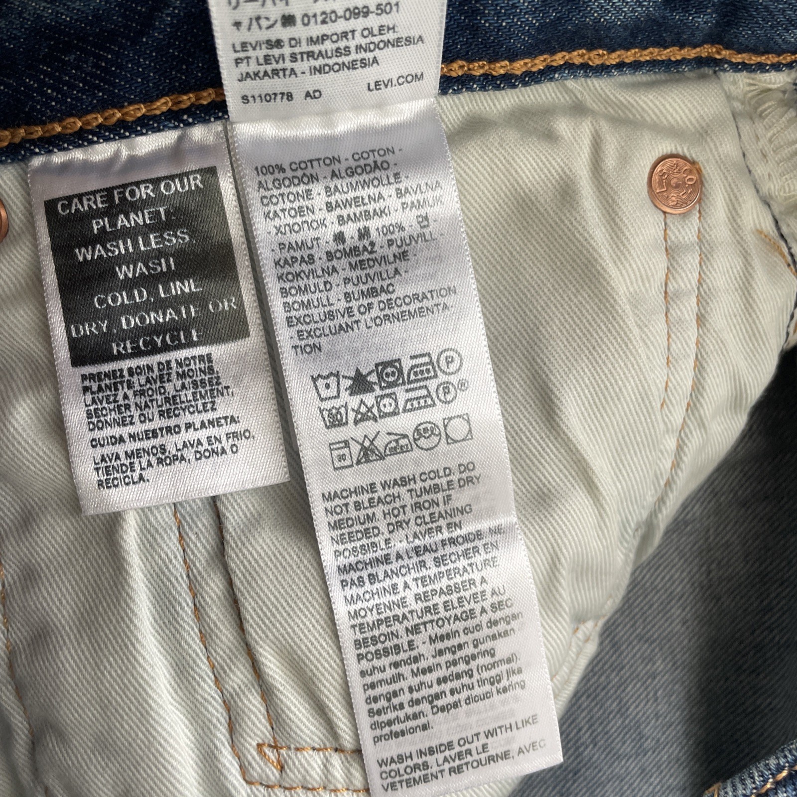 Levi's Premium 501 Original Selvedge Blue Distress Jeans Men's Size 34 X 34 Fly thumbnail 11