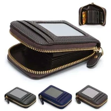 Mens RFID Blocking PU Leather Wallet Money Credit Card Slots Coin Holder Pouch