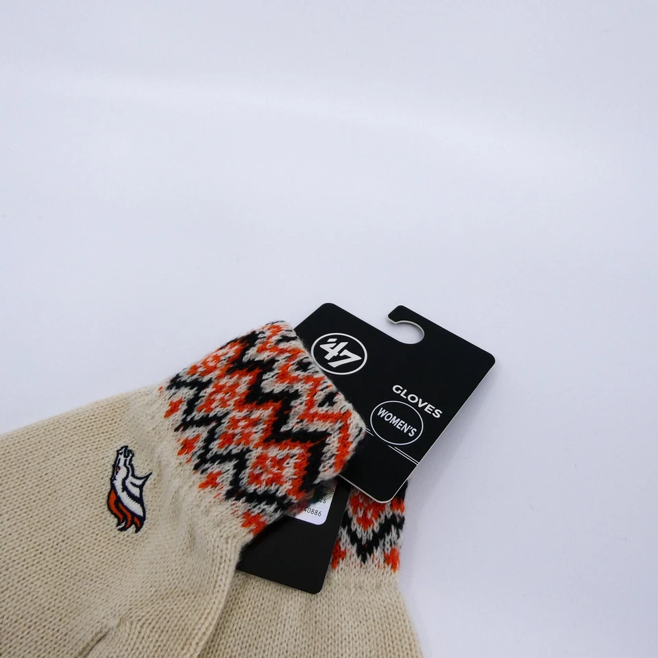 '47 Marca Denver Broncos Guantes de Invierno Mujer Beige Tejido NFL Fútbol Deporte Nuevos Foto 4 de 4