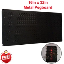 Wall Control Metal Pegboard Pack Powder-Coated Black Panels 32 in. x 16 in.