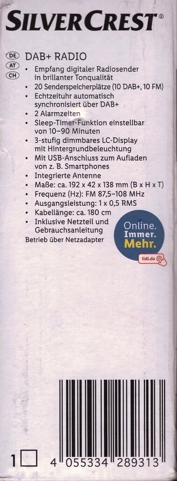 SILVERCREST SRD F1 A1 Radio DAB+ mit Alarmfunktion NEU - Bild 4 von 4