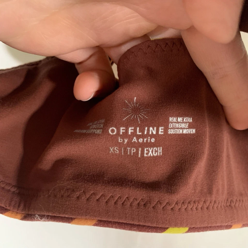 Offline by Aerie Bralette XS Marrón Estampado Cruz Espalda Tirar Elástico Foto 4 de 4