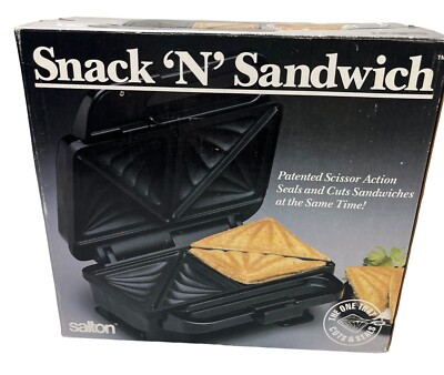 NIB Vintage 1999 Salton Snack 'N' Sandwich Maker SA-10 Black