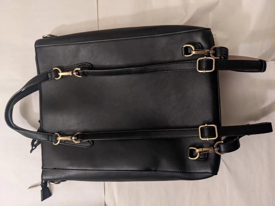 ECOSUSI Womens Leather Tote Bag Convertible Backpack Black Vegan Handbag 11"x15” - Image 4 of 4