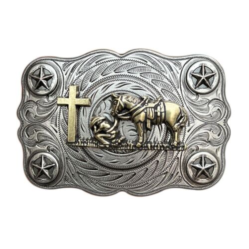 Horse Cross and Prayer Western Cowboy Belt Buckle for Men & Women Fits 1.5" Belt - Picture 1 of 4