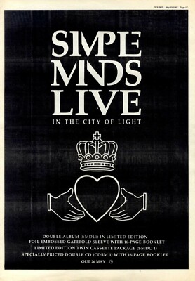 23/5/87PT17 Double Album Advert 15X11 Simple Minds Live. In The City Of Light