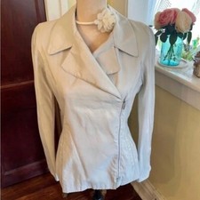 Sportmax *italy* Dove Grey Lined Moto Jacket Sz 8 Euc