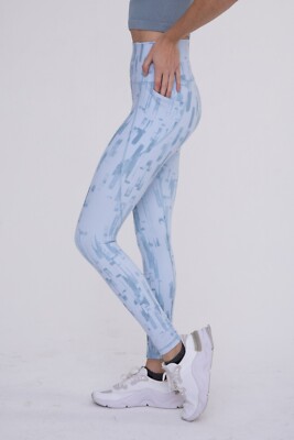 Mono B Activewear Blue Brush Strokes Training Leggings 
