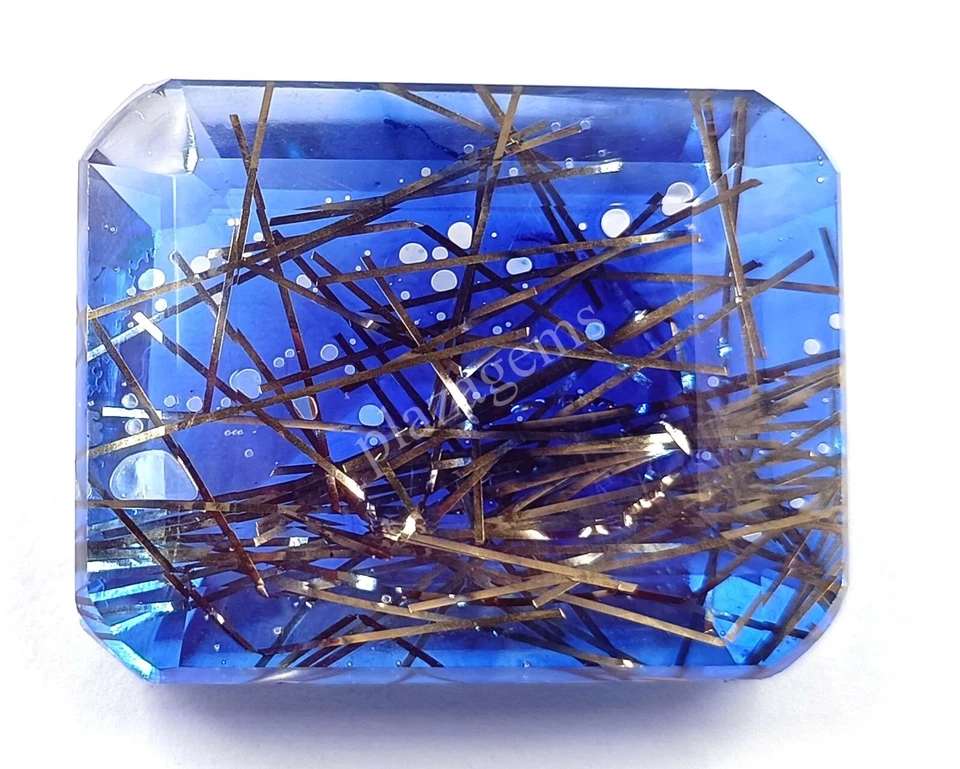 127 CT Emerald Cut BI Color Rutilated Quartz Certified Loose Gems N23 - Image 4 of 4