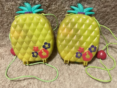 Polly Pocket Tropicool Pineapple Wearable Purse Compact Toy Lot Of 2 See Pics