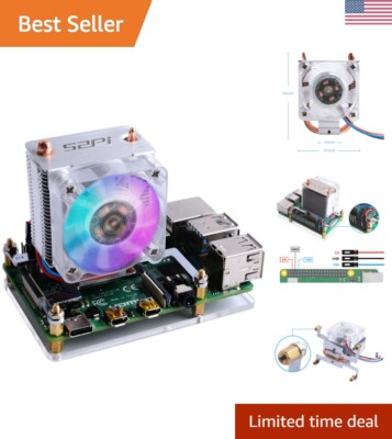 Copper Cooling Fan with RGB for Raspberry Pi 4 Model B & 3B+ - Low Noise Design