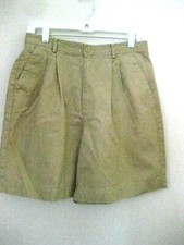 Lizwear Womens High Waisted Classic Khaki Denim Shorts 12 Petite Vintage Cottage