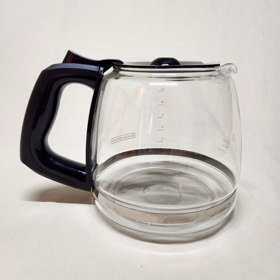 Black & Decker Coffee Pot Replacement Glass Carafe 12 Cup Black Lid
