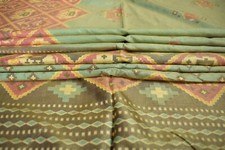 FNC Vintage Green Sarees Sambalpuri Woven Ikat Art Silk Sari Fabric 5Yd