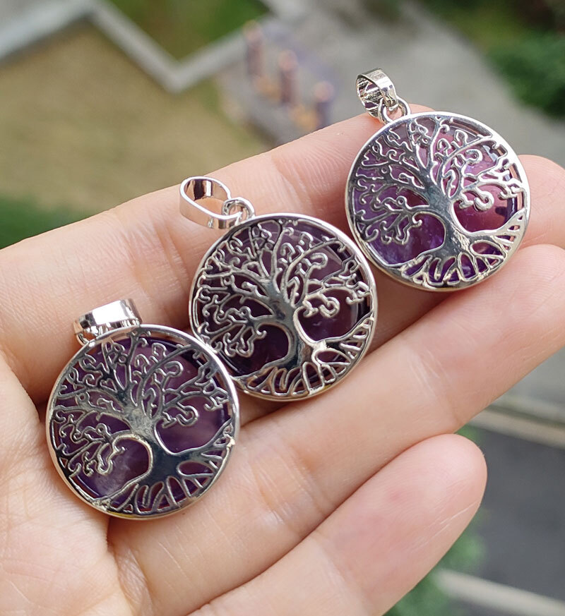 10pcs Amethyst Gems Tree of life Pendants Magic Reiki Healing Amulet