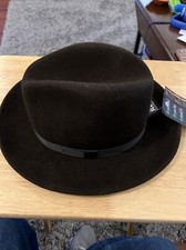 DORFMAN PACIFIC Mens Brown 100 Wool Fedora Hat USA One Size NWT