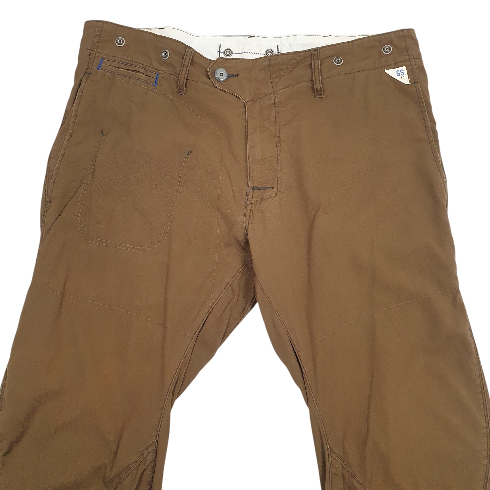 G-STAR Vintage Twisted Chino Trousers Cotton Blend Brown Mens W36 L32 image 2