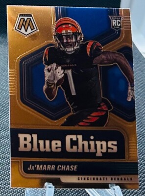 2021 Panini Mosaic Blue Chips Insert Ja'Marr Chase Cincinnati Bengals Rc #7