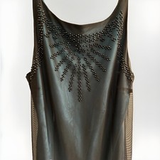 VTG Green Blue BEADED Cocktail Dress Women's Old Money Elegant SL Fashions Sz 12