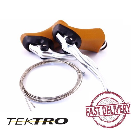 Tektro RL340 Aero Brake Levers with 800mm/2000mm Cable Silver Lever/Gum
