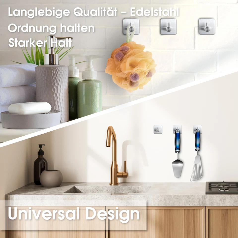 Handtuchhalter ohne bohren Handtuchhaken selbstklebend Edelstahl 4 Stück - Bild 4 von 4