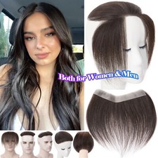 Unisex Toupee Thin Skin Hairpiece Human Hair System Replacement Forehead Topper