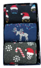 PX Holiday Novelty Crew Socks 3-Pair Gift Box Unisex Shoe Sz 7–12 – New