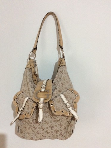 borsa guess monogram beige a spalla in tessuto | eBay