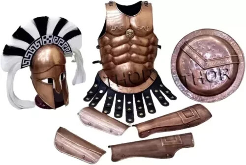 Armor Corinthian Helmet With Plume +Muscle Jacket+ Shield + Leg & Arm Guard Suit - 第 5/5 張圖片
