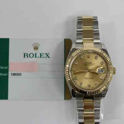 Rolex Datejust 41mm 18K Gelbgold Champagner Diamant Zifferblatt Uhr 126333