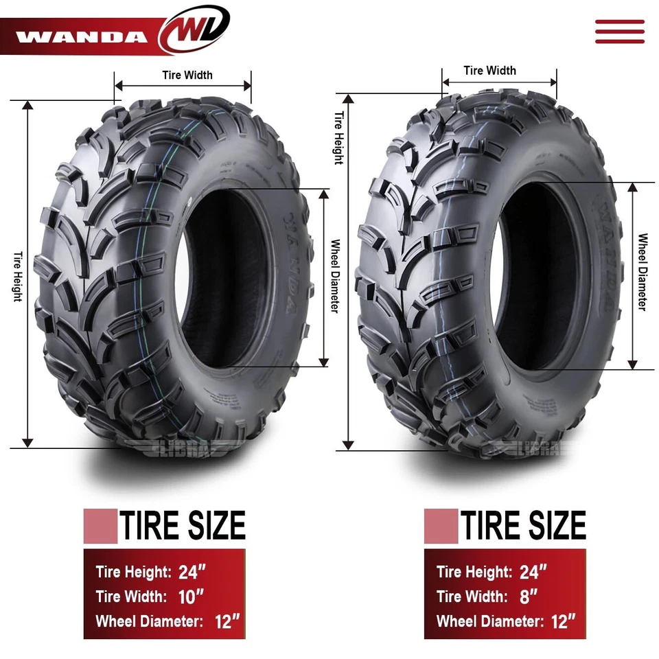 Neumáticos para ATV WANDA 24x8-12 y 24x10-12 Lt Mud aptos para 12-17 Kymco MXU 450I Foto 4 de 4