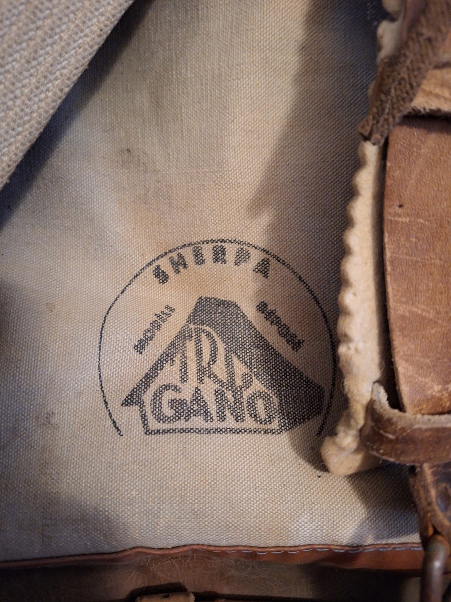 ANCIEN SAC À dos militaire, chasseur alpin, en toile et cuir, randonnée