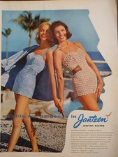 1957 vintage Jantzen swimsuit print ad. All girls are gorgeous in Jantzen