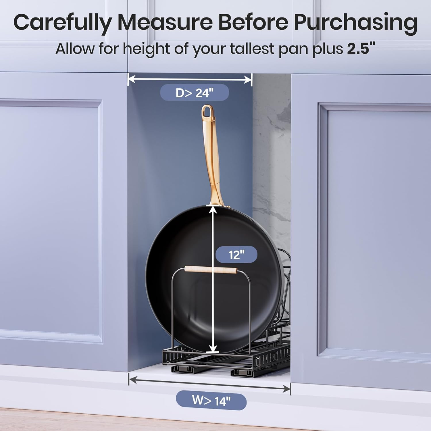 Pots and Pans Organizer for under Cabinet, Pull Out Pan Organizers inside Cabine