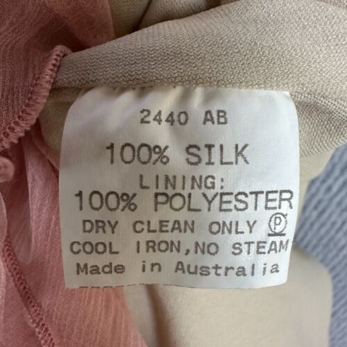 Perri Cutten Skirt 12 W30xL28 Pink Polka Dot Pure Silk RSVP European Fabric - Picture 4 of 6