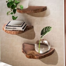 Wandregal FineBuy Pflanzentreppe 3er Set Akazie Vollholz Baumscheibe Wand