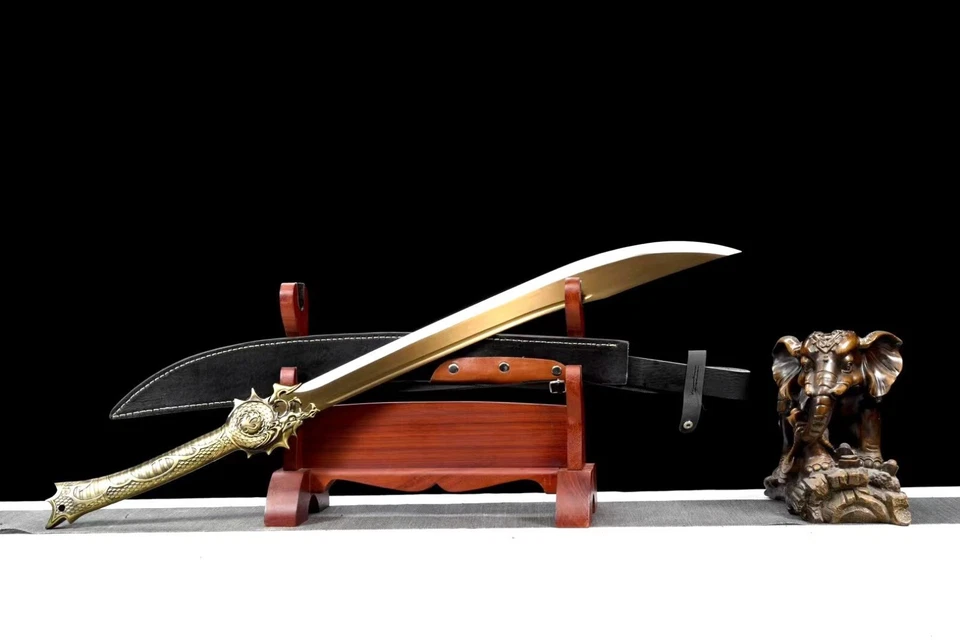 Hoja de espada fina Glaive WUSHU espada ranura manganeso borde de acero dragón DAO Foto 4 de 4