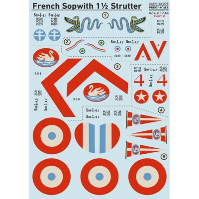 Sopwith 1 1/2 Strutter decals Part 2 DECALS Scale 1:48 Print Scale 48-276
