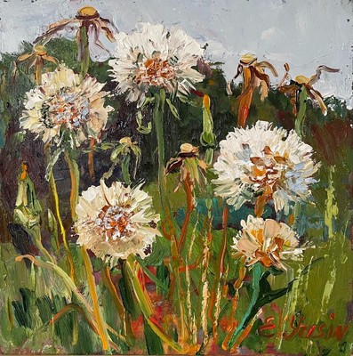 Dandelions field oil painting Original art Landscape wall art Hand painted Gift