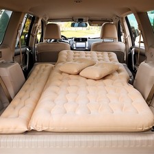 Inflatable Air Mattress SUV Travel Bed PVC Flocking Car Air Bed Camping w Pillo
