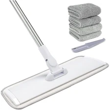 Adjustable 18" Microfiber Mop with 4 Washable Pads for Efficient Floor Cleaning