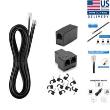 Phone Cord 25FT Landline Cable with RJ11 Splitter and Clips for Modem Fax
