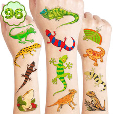 96PCS Lizard Pre-Cut Temporary Tattoos Themed Birthday Party Supplies Favors Dec