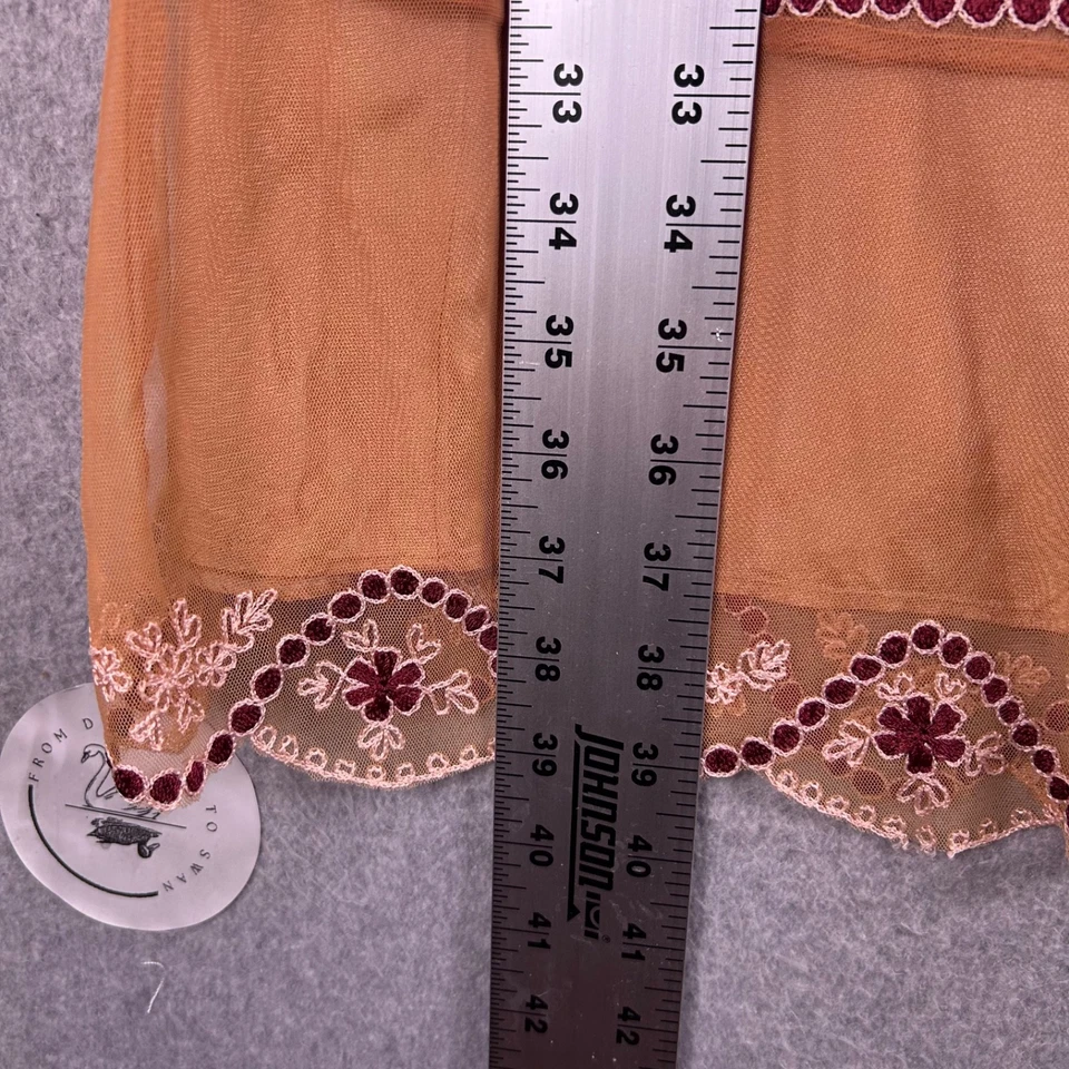 Vestido Odille Anthropologie 6 Rosa Melocotón Bordado Encaje Ojales Bordado Boho Delicado Foto 3 de 4