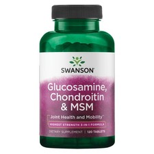 Swanson Glucosamine Chondroitin MSM 120 Tabs Highest Strength - Joint Mobility